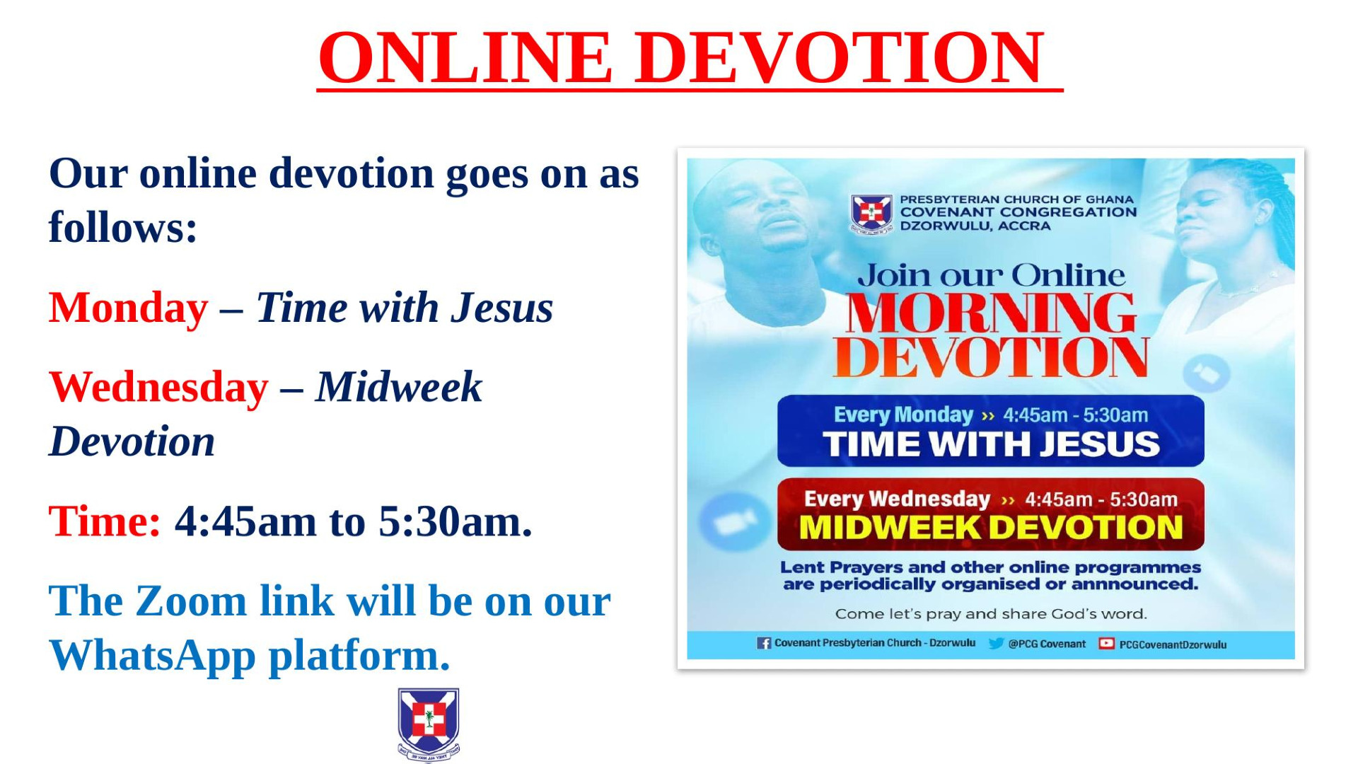 Church announcement