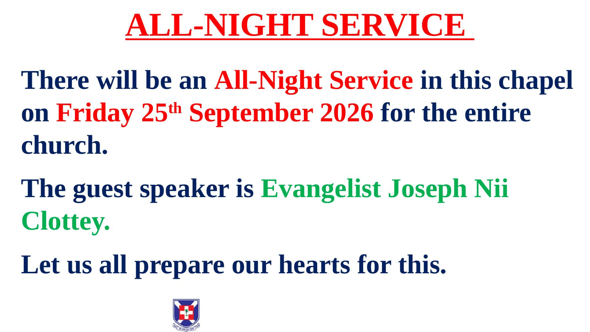 Church announcement