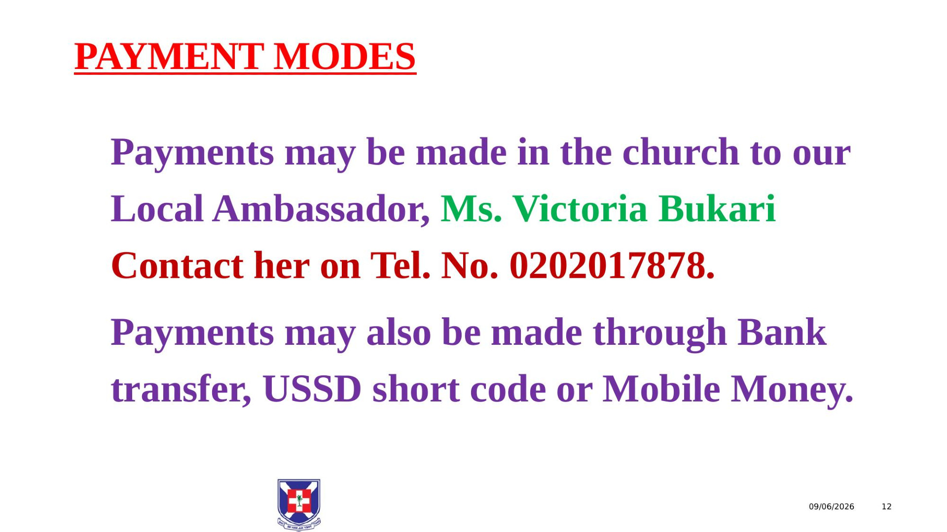 Church announcement