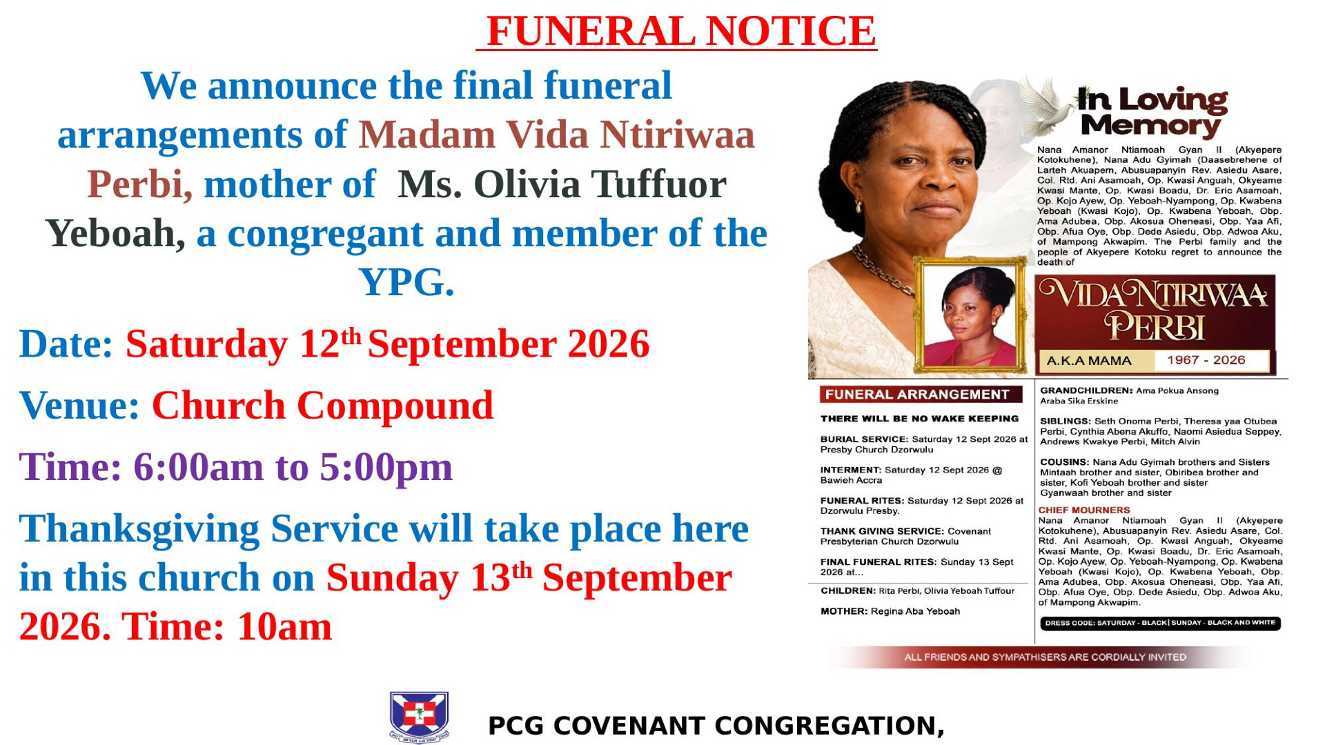 Church announcement